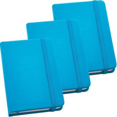Imagem de Kit 3x Caderneta de Anotações 9x14cm 80 Fls Sem Pauta Azul Claro - Top