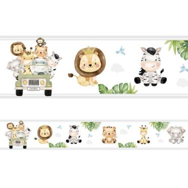 Imagem de Faixa Decorativa Adesiva Border Infantil Safari Tons Claros Quarto Beb