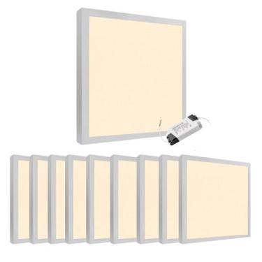 Imagem de Kit 10 Plafon Painel Led 25w (24)  Sobrepor Quadrado 3000K - Genérica
