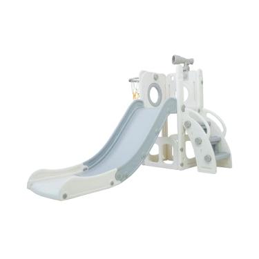 Imagem de Freso Baby Playground Infantil 4x1 Mini Mundo Grey 1 Torre, Para Crianças de 1 a 4 anos, Compacto e Fácil Montagem, com Escorregador, Cesta de Basquete e Bola, Escalada, Luneta