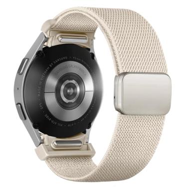 Imagem de Pulseiras de tecido One Click para Samsung Galaxy Watch 7 6 5/4/FE de 40 mm e 44 mm/Galaxy Watch 6 Classic de 43 mm e 47 mm/5 Pro de 45 mm/4 Classic de 42 mm e 46 mm, pulseira esportiva de nylon