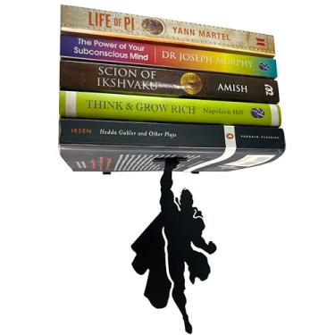 Imagem de Prateleira de metal para parede HeavenlyKraft com suporte para estante de livros flutuante da Superheros Invisible Bookshelf Metal Shelf Superhero Decoration Shelf Childrens Room Décor Modelo No. HK_249
