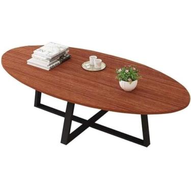 Imagem de Mesa de centro nórdica de madeira maciça, mesa lateral oval para sofá de apartamento, mesa de negociação, sala de estar, quarto, varanda, comprimento 100 cm, nogueira clara, teca