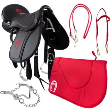 Imagem de Sela para Cavalo Mangalarga + Kit Completo Pronta para Uso (Vermelho)