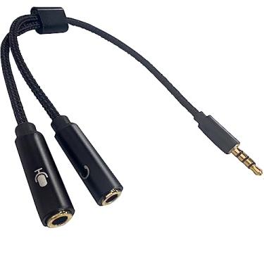 Imagem de KILOGOGRAPH Divisor de cabo de áudio de 3,5 mm – adaptador TRRS para TRS, adaptador de fone de ouvido, macho de 3,5 mm para fêmea de 3,5 mm, 2 portas, cabo auxiliar para iPhone, Android, laptop,