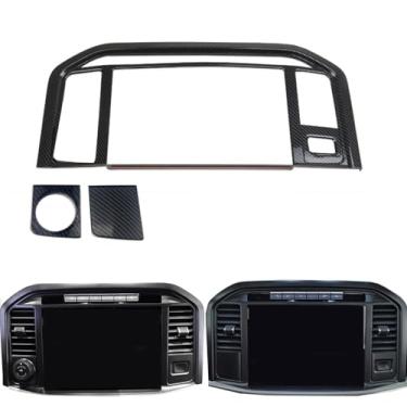 Imagem de Keptrim Para 2021 2022 2023 Ford F150 ABS Fibra de Carbono Console Central Navegação Painel de Rádio GPS Trim, 3 peças