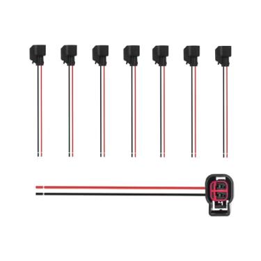 Imagem de 8 peças conector injetor de combustível pigtail, chicote de fios do injetor de combustível do motor compatível com Dodge Ford Chevy, substitui OEM # 5013995AA
