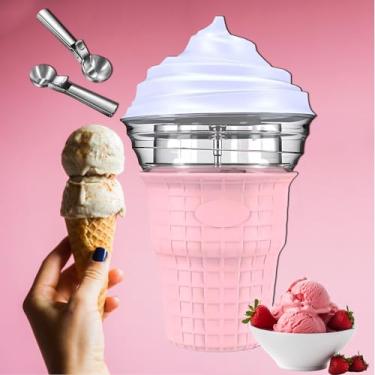Imagem de Sorveteira macia e dura de 450 ml, máquina de sorvete caseiro fresco perfumado e de sabor suave com colher de sorvete, sorveteira macia para festas familiares em restaurantes