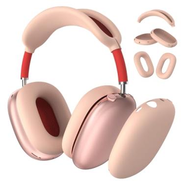 Imagem de Capa de silicone para fones de ouvido AirPods Max, capa de fone de ouvido/capa de fone de ouvido para AirPods Max (USB C/Lightning) (2024/2020), acessórios de proteção antiarranhões para Apple AirPods