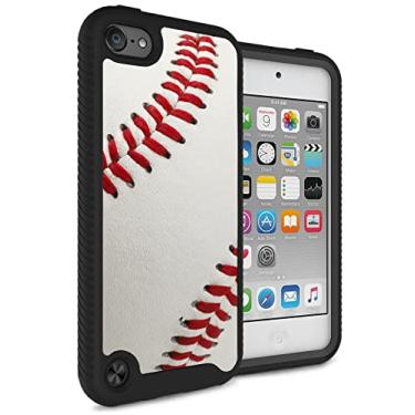 Imagem de MYTURTLE Capa para iPod Touch 7ª 6ª 5ª geração, híbrida, resistente à prova de choque, antiderrapante, superfície texturizada de toque 3D realista, série de fãs de esportes, beisebol