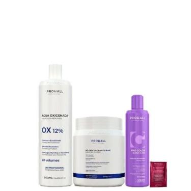 Imagem de Kit Ox 40 Pó Descolorante Azul e Matizador Blond Prohall