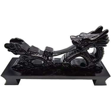 Imagem de CNLQ Suporte de exibição em resina Black Dragon Samurai Espada Katana Wakizashi Tanto (Dragão Negro)
