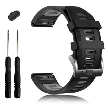 Imagem de EZMVZKU Pulseiras de relógio de ajuste rápido de 26 mm para Fenix 8 AMOLED 51 mm/Fenix 7X/7X Pro/6X/6X Pro/5X Plus/3 HR, pulseiras esportivas de silicone compatíveis com Garmin Enduro 3/2/Descent Mk3i