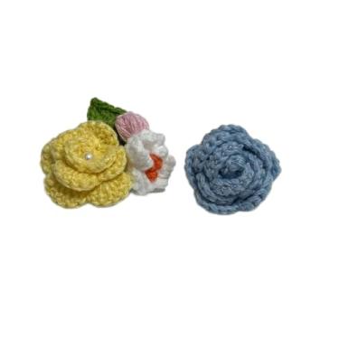 Imagem de Wtanrion Vintage fio trançado crochê rosa flor broche clipe feminino vestido decoração, Small, Acrilonitrila butadieno estireno Ferro, Pérola