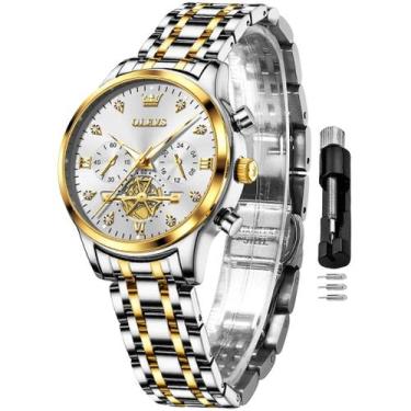 Imagem de Relógio OLEVS Luxury Diamond feminino prateado em aço inoxidável
