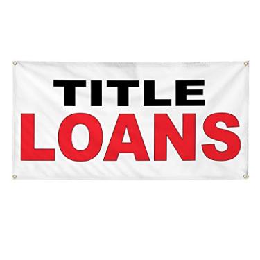 Imagem de Banner de vinil, vários tamanhos, título, empréstimos, preto, vermelho, negócios, ao ar livre, à prova de intempéries, placas de quintal industrial, 4 ilhoses 61 x 122 cm