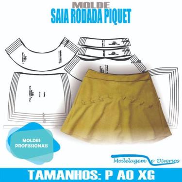 Imagem de Molde saia rodada piquet, modelagem&diversos, p-xg, correios