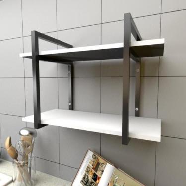 Imagem de Prateleira industrial com dois niveis aço preto 40x30x60 - E-nichos