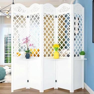 Imagem de Divisória de sala 2/4/5/7 painel branco, divisória moderna com prateleiras para casa, quarto, estúdio, escritório, restaurante, divisores de separação de quartos