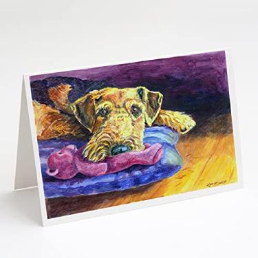 Imagem de Caroline's Treasures 7345GCA7P Airedale Terrier Urso de Pelúcia Cartões e Envelopes Pacote com 8, 7 x 5, multicolorido
