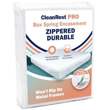 Imagem de CleanRest Pro Box Spring Encasement – Proteção definitiva contra alérgenos, ácaros e muito mais – Resistente à água, barreira contra alérgenos MicronOne, zíper e clique (completo)