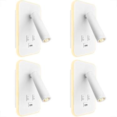 Imagem de 4 Arandela Parede Led Direcionável Com USB Interruptor Bet79