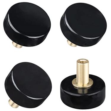 Imagem de TUMBEELLUWA 4 maçanetas redondas polidas de cristal com parafusos, puxador de gaveta de pedra para cozinha e casa, obsidiana preta