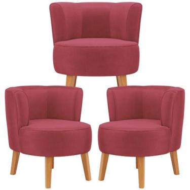 Imagem de Jogo 3 Cadeiras para Sala de Espera Aconchegante Tecido Veludo Ergonôm