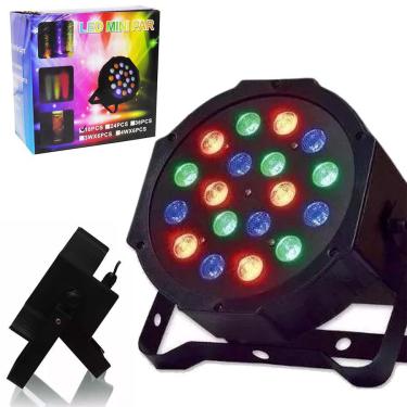 Imagem de Refletor Mini 18 Leds Canhao Display Digital rgb Strobo Iluminacao Bivolt Festas Luz (Led Mini Par 18 pcs)