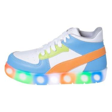 Imagem de Tênis Led por Impacto Infantil Cano Médio Meninos - Beakid, Azul, Bran