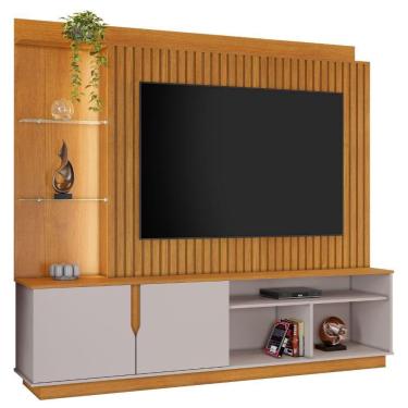 Imagem de Home Amparo Com Painel Ripado E Led Tv Até 60 Polegadas Cinamomo Off White