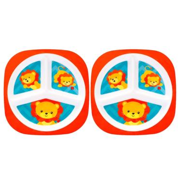 Imagem de Kit 2 Pratinhos Leãozinho Prato com Divisórias Bebês Buba