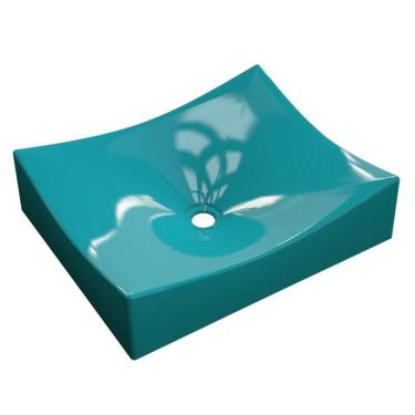 Imagem de Cuba Pia De Apoio Para Banheiro Retangular Milla Ml44w C08 Azul Turquesa