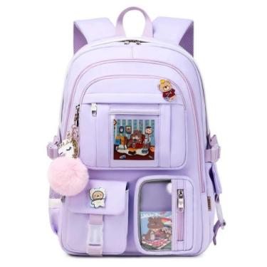 Imagem de Mochila para laptop LXYGD de 16 polegadas impermeável para escola roxa