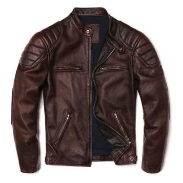 Imagem de Jaqueta Masculina de Couro Legítimo Premium - NoBrand, Marrom, P