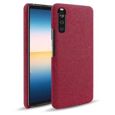 Imagem de Capa para Sony Xperia 10 III,Capa desenhada em lona,Case Protetora Ultrafina com Empunhadura Macia,Design em Tecido Antichoque e Antiarranhões-Red