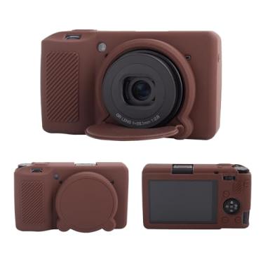 Imagem de MUZIRI KINOKOO Capa de silicone compatível com câmera Ricoh GR III/GR IIIx, borracha macia e leve GR III/GR IIIX/GR3, acessórios de capa protetora com capa de lente removível - café