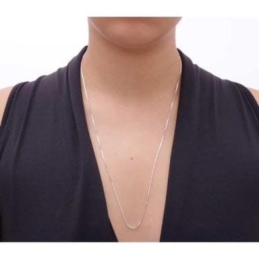 Imagem de Corrente de prata 925 veneziana feminina 60cm fina com caixinha  luxo 