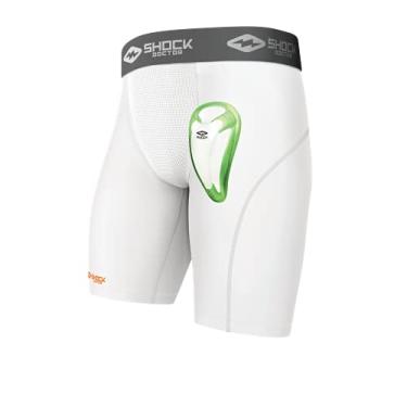 Imagem de Shock Doctor Short de compressão masculino com bojo Bio-Flex – Adulto – Médio – Branco