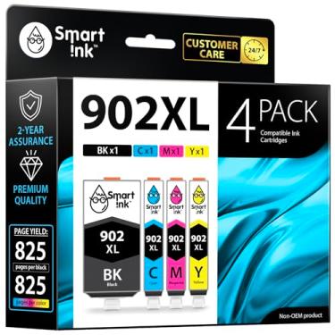 Imagem de Cartucho de tinta compatível com Smart Ink de substituição para HP 902 XL 902XL (combo preto XL e C/M/Y XL 4) para uso com Officejet Pro 6968 6978 6974 6975 6960 Officejet 6951 6954 6956 6958 6950 6962