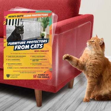 Imagem de Protetores de móveis Panther Armor contra arranhões de gatos – pacote com 8 (oito) – Protetores de sofá para gatos – Pacote com 4 GG 43 cm C 30 cm L + Pacote com 4 grandes 43 cm C 25 cm L Deterrente de arranhões para gatos – Repelente de arranhões de gato de canto de sofáPanther Armor 4-Pack XL 17"L