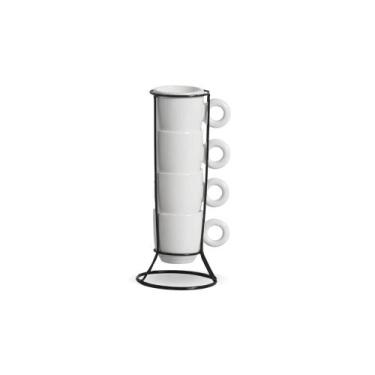 Imagem de Kit Suporte Caneca Bojuda Small Colors 120ml - Cerâmica Regina, Branco