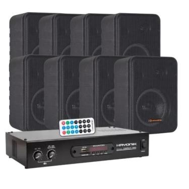 Imagem de Kit Som Ambiente Amplificador Compact 1000 80w + 08 Caixas 4" Hayonik