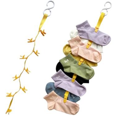 Imagem de Josuyofo 2 peças de clipe de lavanderia para lavar, secar e armazenar meias em pares, clipes de gravata e organizador para máquina de lavar e secar roupa, evitar perdas e emaranhados (amarelo)