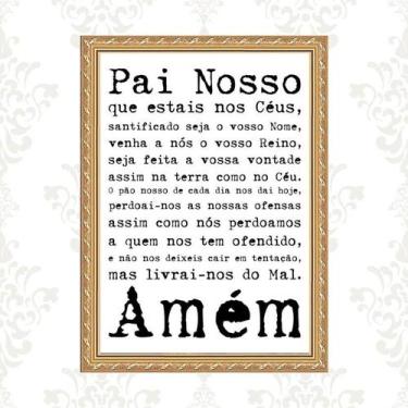 Imagem de Quadro Moldura Dourada Oração Pai Nosso 45X34Cm - Quadros On-Line