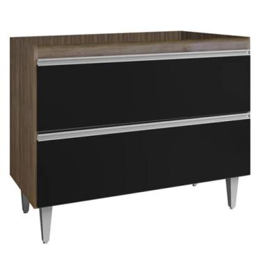 Imagem de Balcão Cozinha Gabinete Pia 1m 2 Portas Madeira Freijó Preto - MADERAT