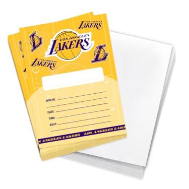 Imagem de Desert Cactus Los Angeles Lakers Invitations NBA Oficialmente Licenciado Convites Cartões de Feliz Aniversário 10 Contagem com Envelopes Meninos Meninas Festa Infantil (Estilo A)