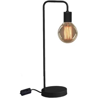 Imagem de Abajur Sala Quarto Luminária De Mesa Industrial Retro (Bivolt) (Preto)