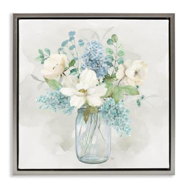 Imagem de Stupell Industries Country Bunches Bouquet Cinza Emoldurado Tela Flutuante Design de Parede por Nan, 63 x 63 cm