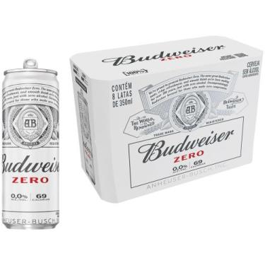 Imagem de Cerveja Budweiser Zero sem Álcool Malte 8 Unidades Lata 350ml